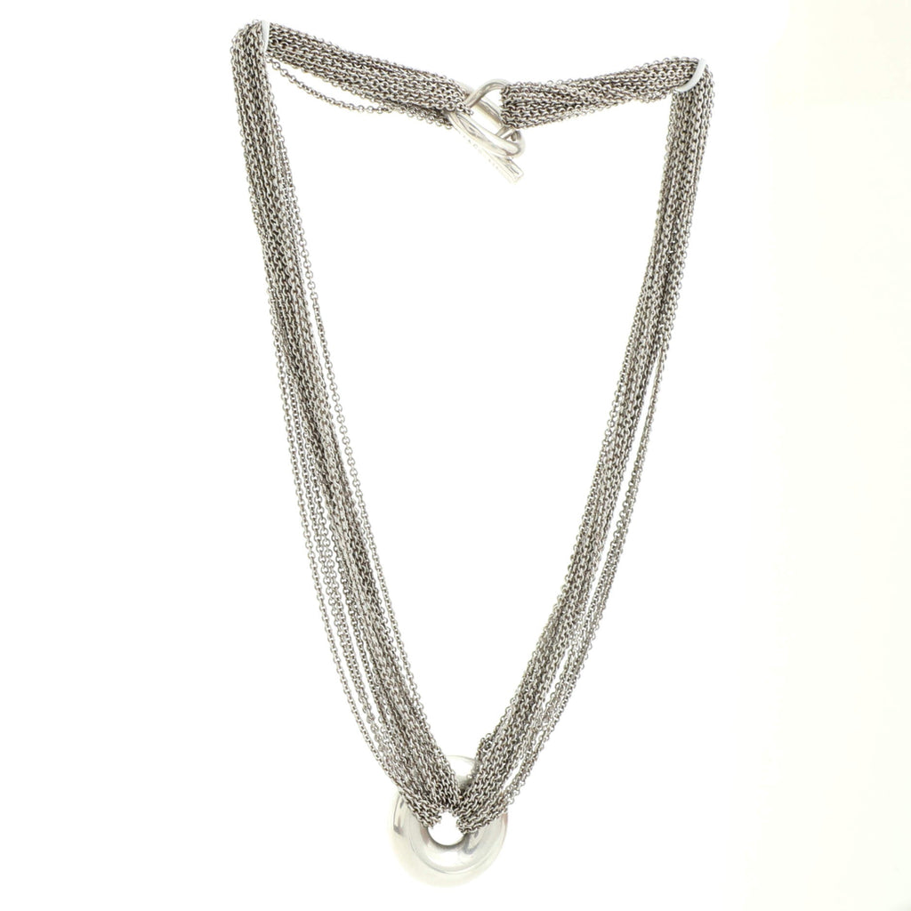 Multistrand Circle Toggle Necklace Sterling Silver