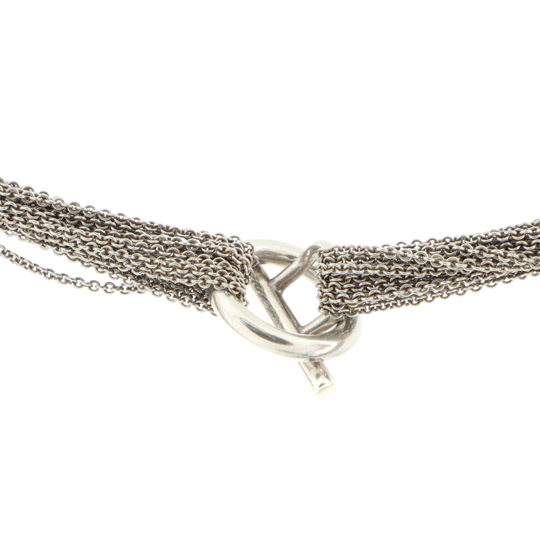Multistrand Circle Toggle Necklace Sterling Silver