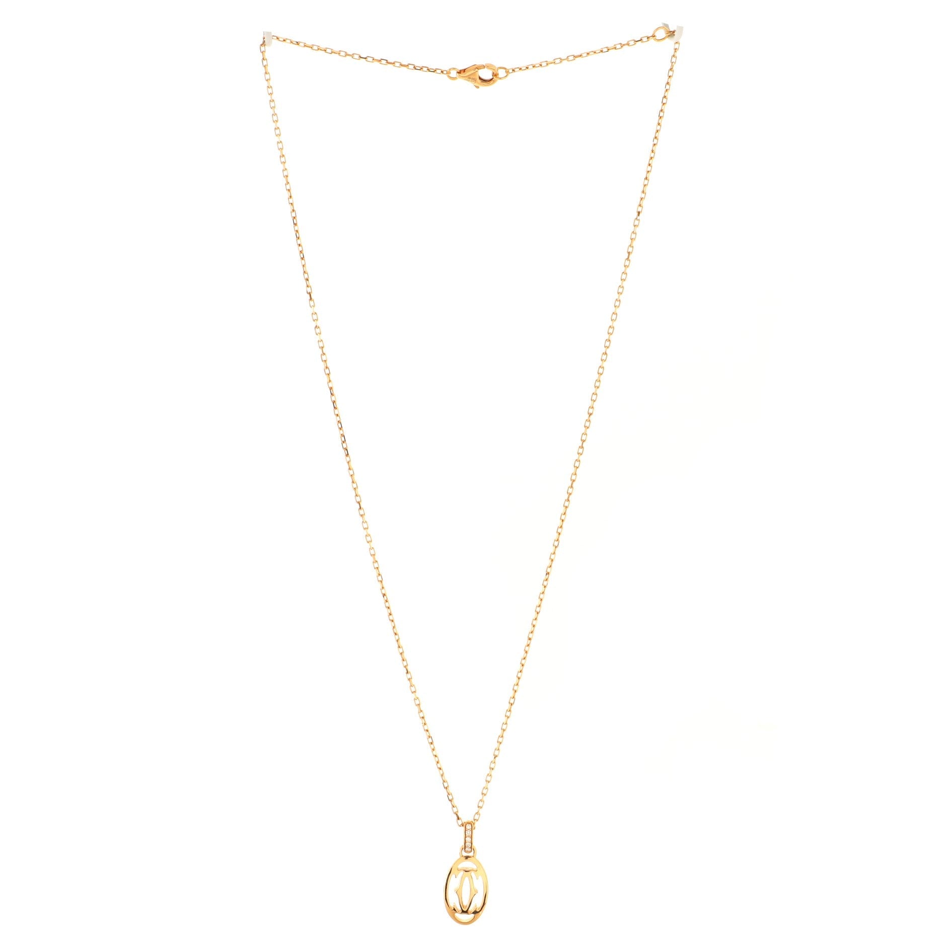 Logo Double C Pendant Necklace 18K Rose Gold with Diamonds