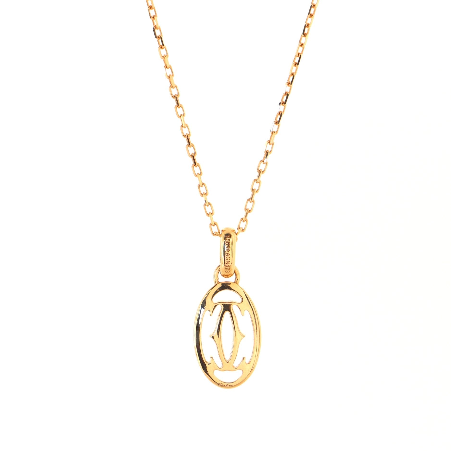 Logo Double C Pendant Necklace 18K Rose Gold with Diamonds