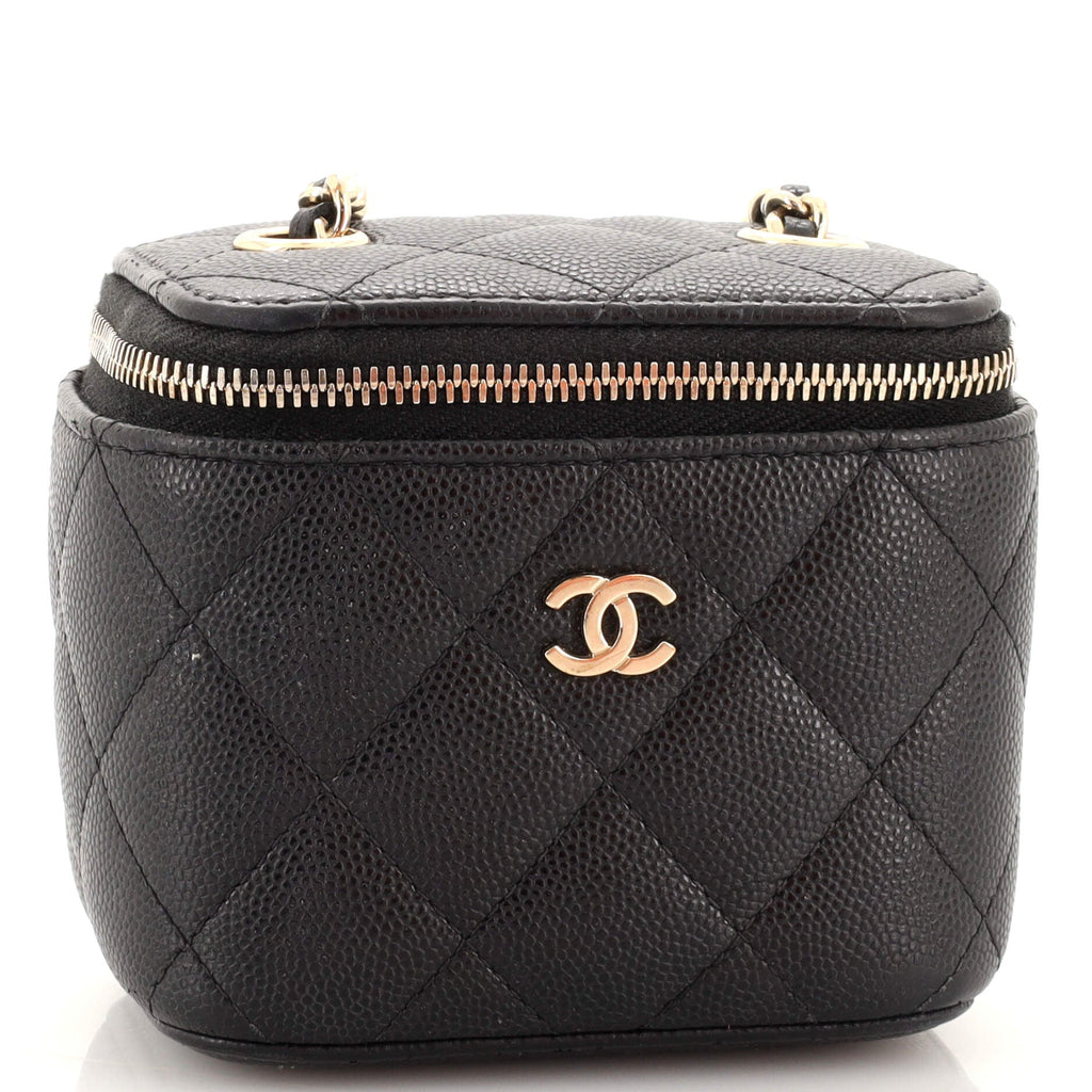 Classic Vanity Case with Chain Quilted Caviar Mini