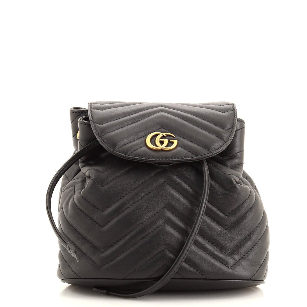 GG Marmont Drawstring Backpack Matelasse Leather Mini