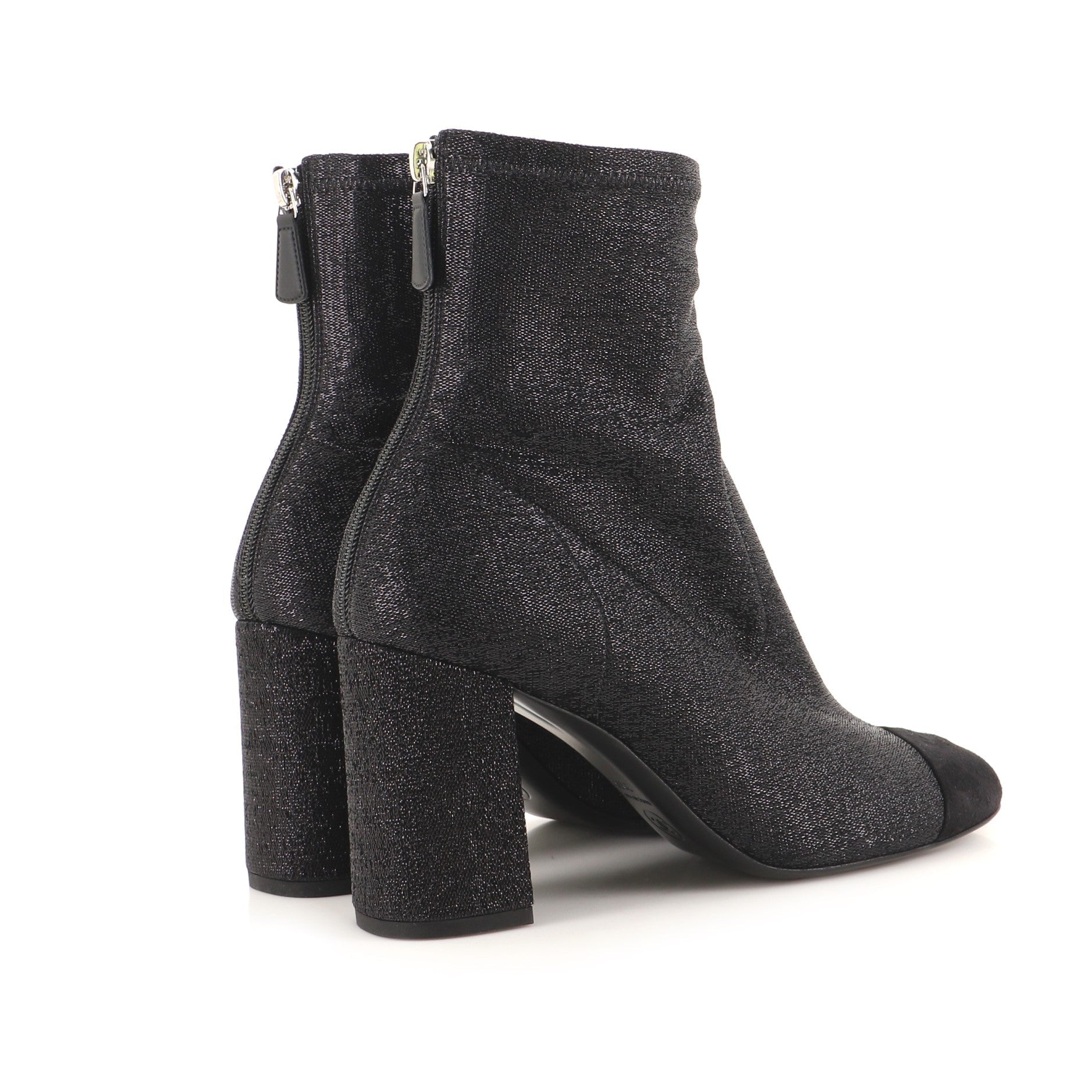 Women's CC Cap Toe Heeled Sock Boots Lame