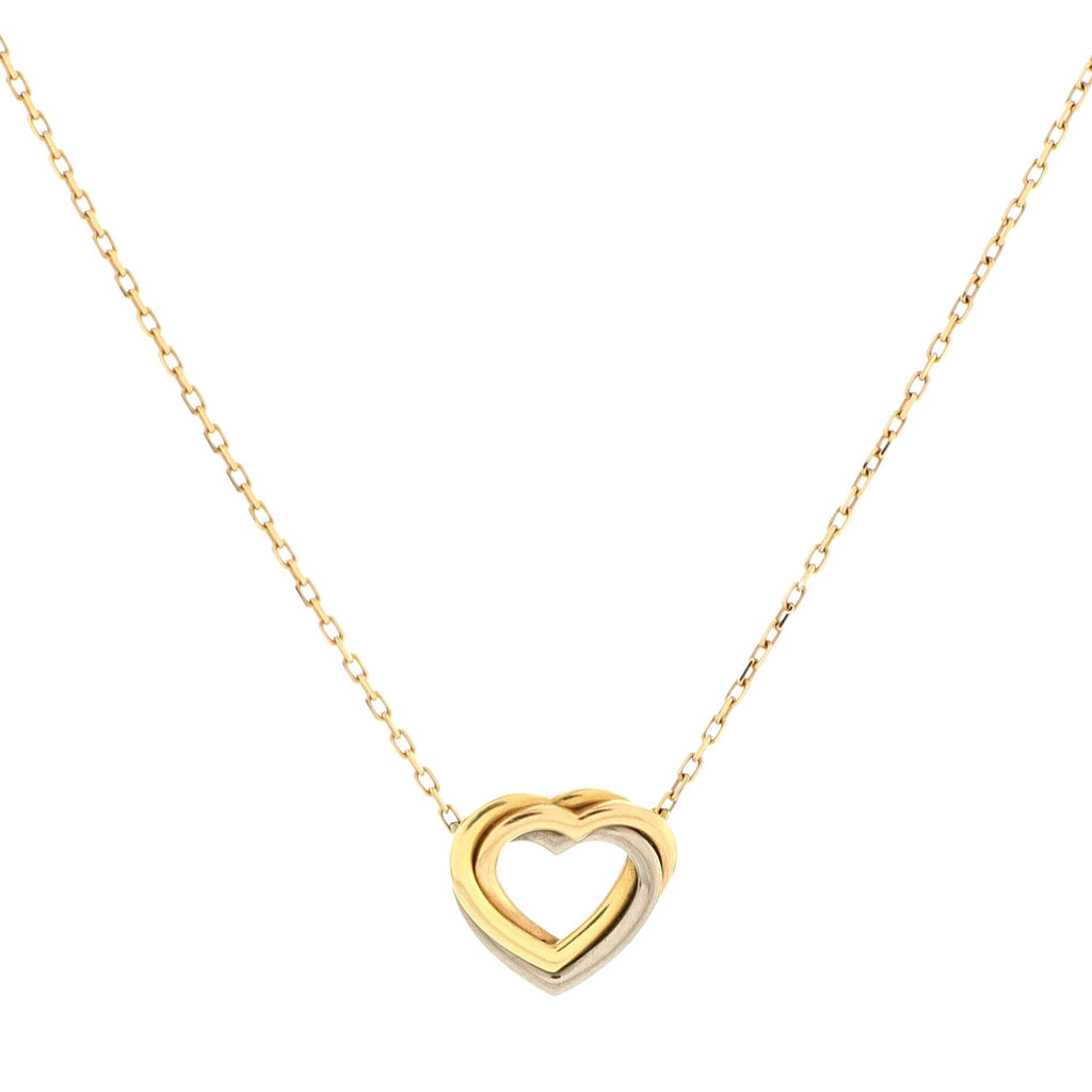 Trinity Heart Pendant Necklace 18K Tricolor Gold