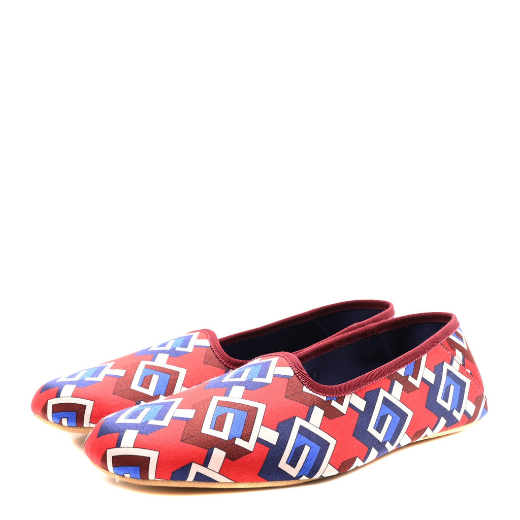 Silk Geometric G Mens Slippers 9 Red Blue