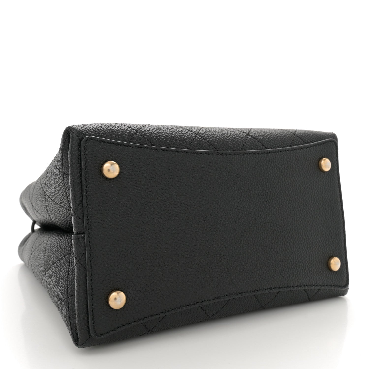 Grained Calfskin Stitched Small Drawstring Bag Black