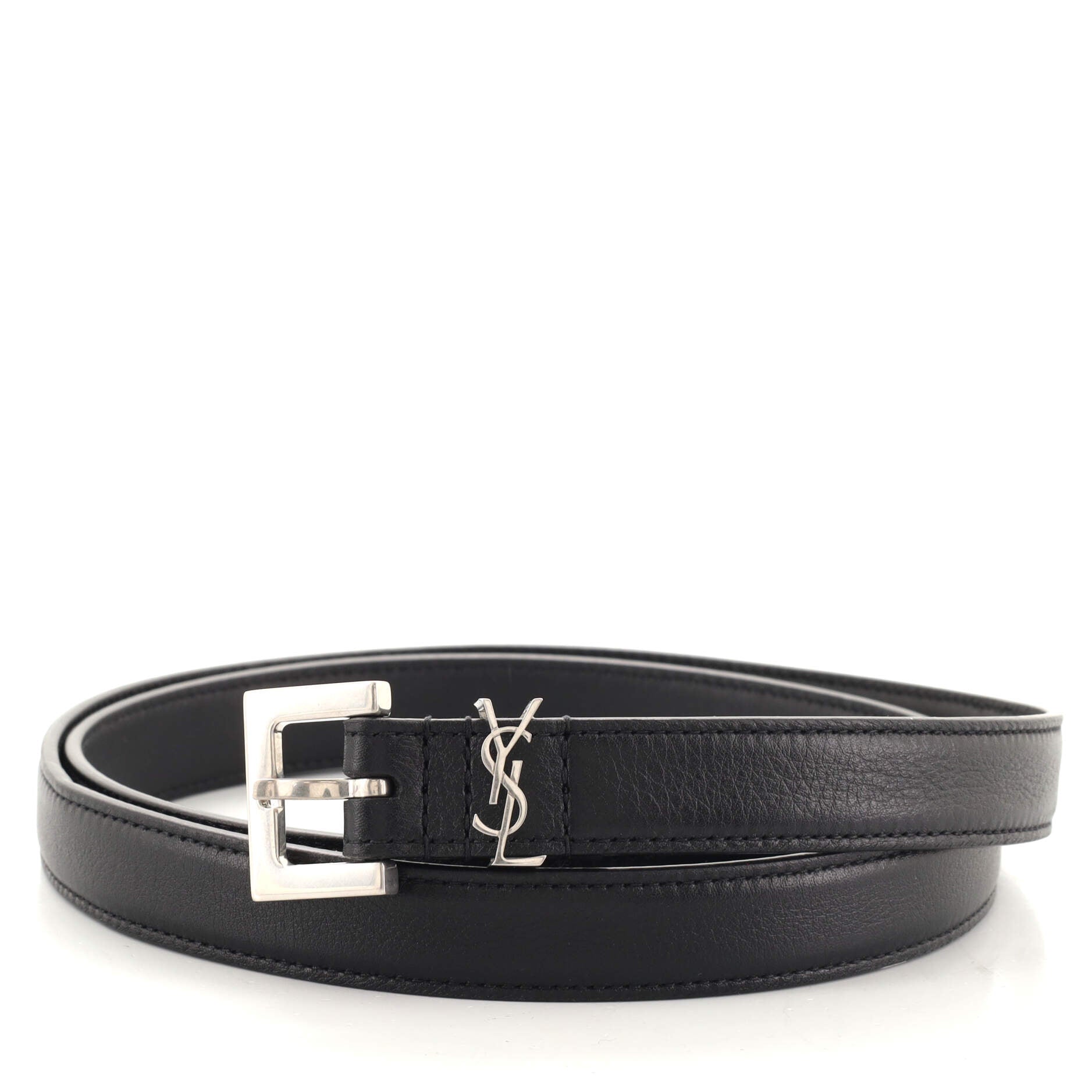 Classic Monogram Square Buckle Belt Leather Thin 95