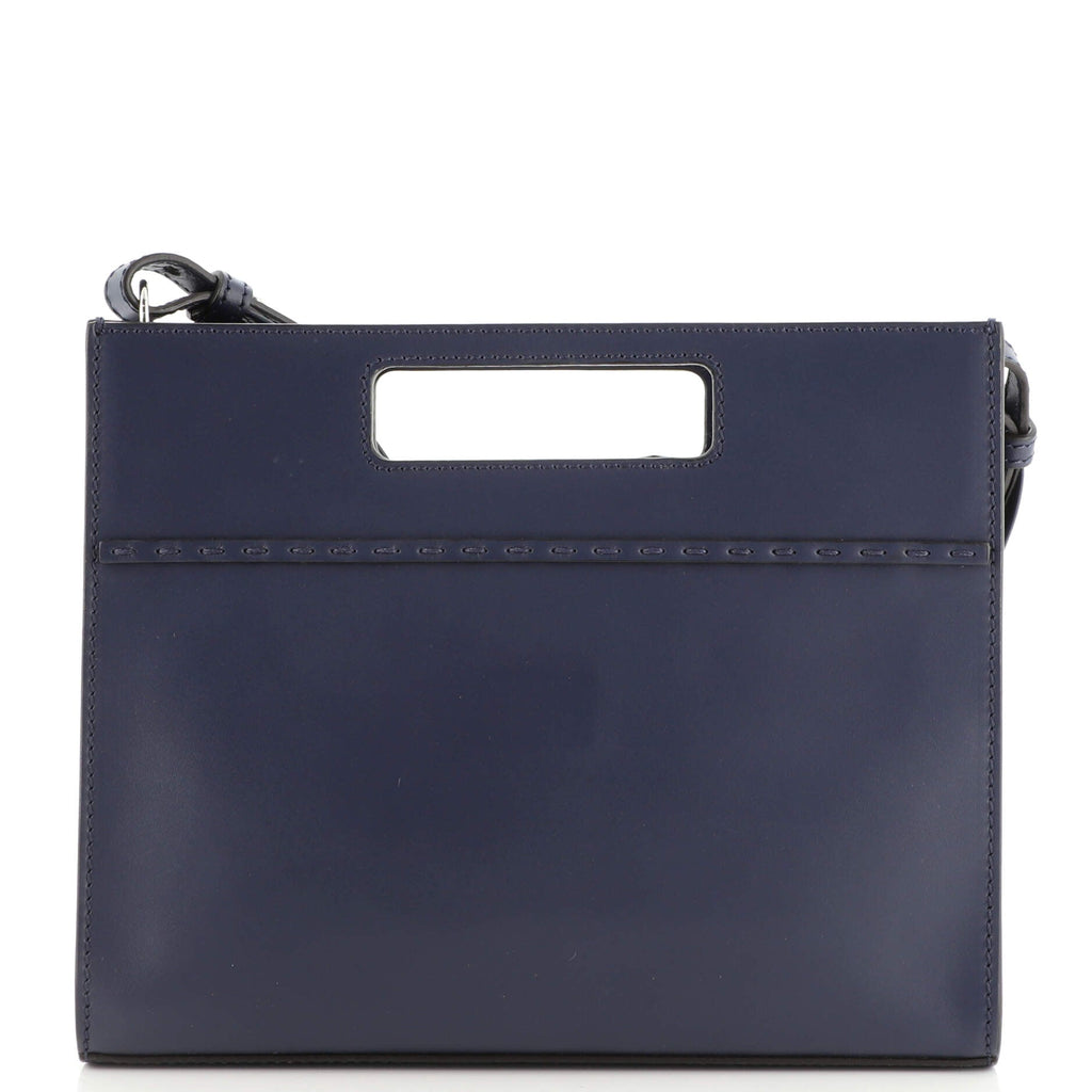 Logo Cut-Out Handle Shopper Tote Embossed Leather Mini