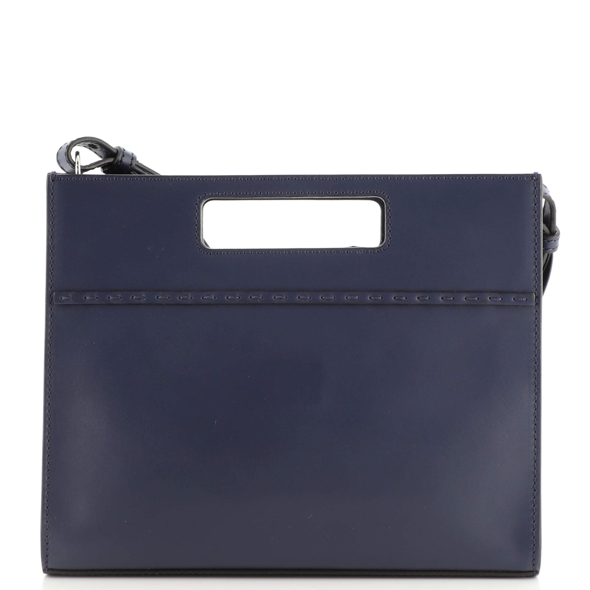 Logo Cut-Out Handle Shopper Tote Embossed Leather Mini
