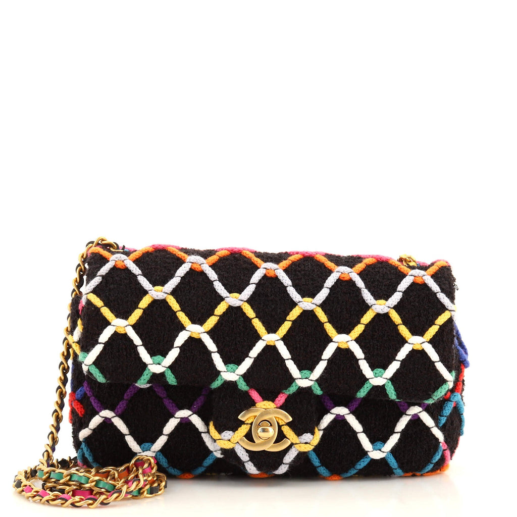 Pearl Crush Flap Bag Quilted Multicolor Tweed Mini