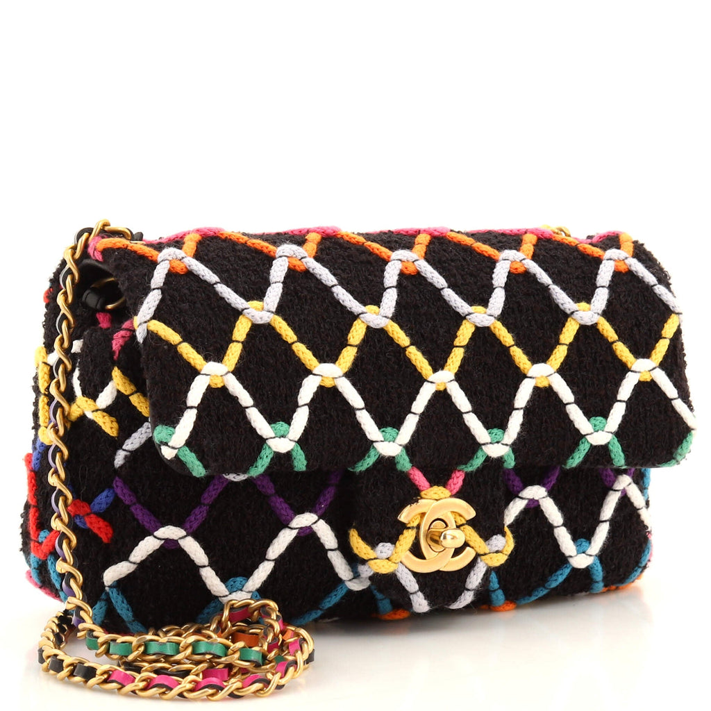 Pearl Crush Flap Bag Quilted Multicolor Tweed Mini