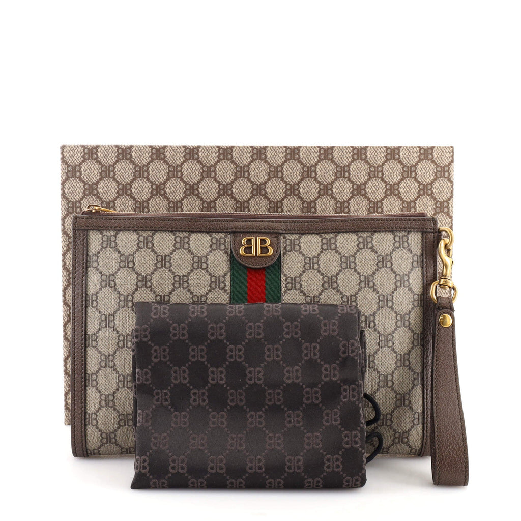 x Gucci The Hacker Project Web Wristlet Clutch BB Coated Canvas