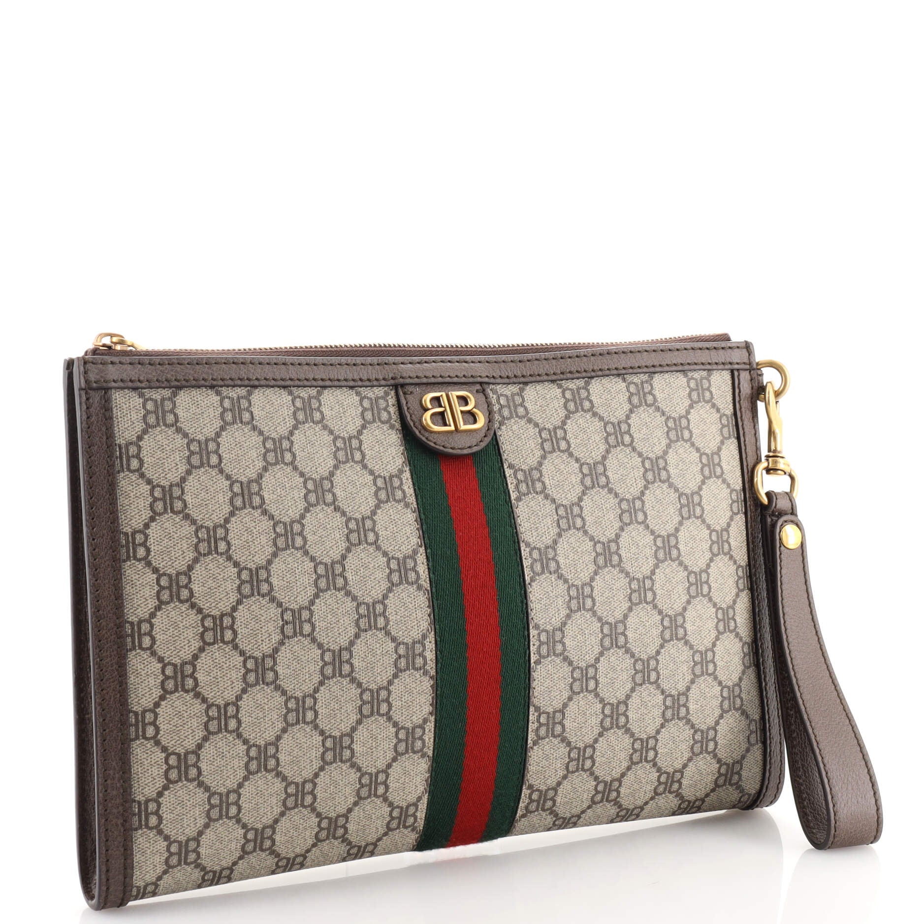 x Gucci The Hacker Project Web Wristlet Clutch BB Coated Canvas