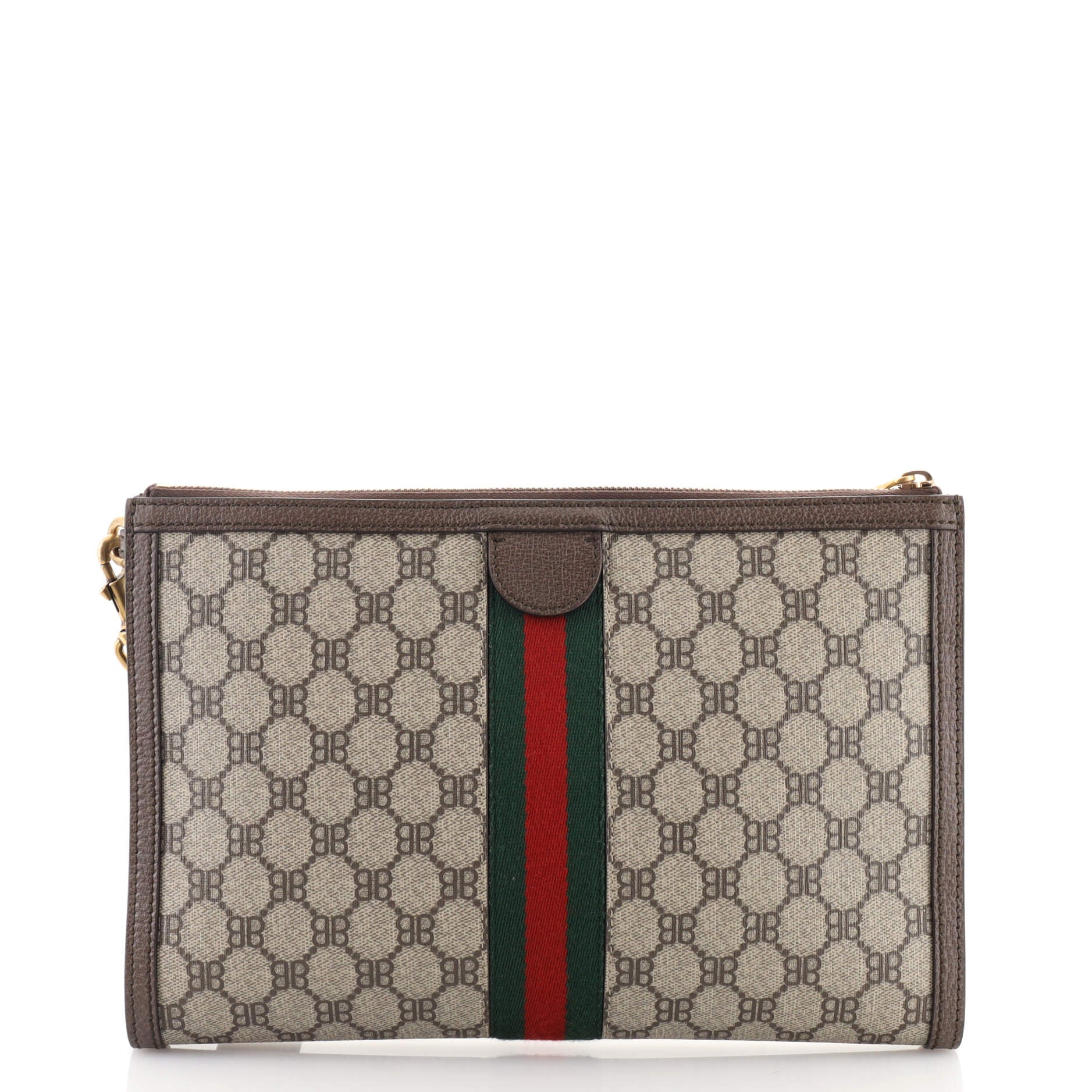 x Gucci The Hacker Project Web Wristlet Clutch BB Coated Canvas