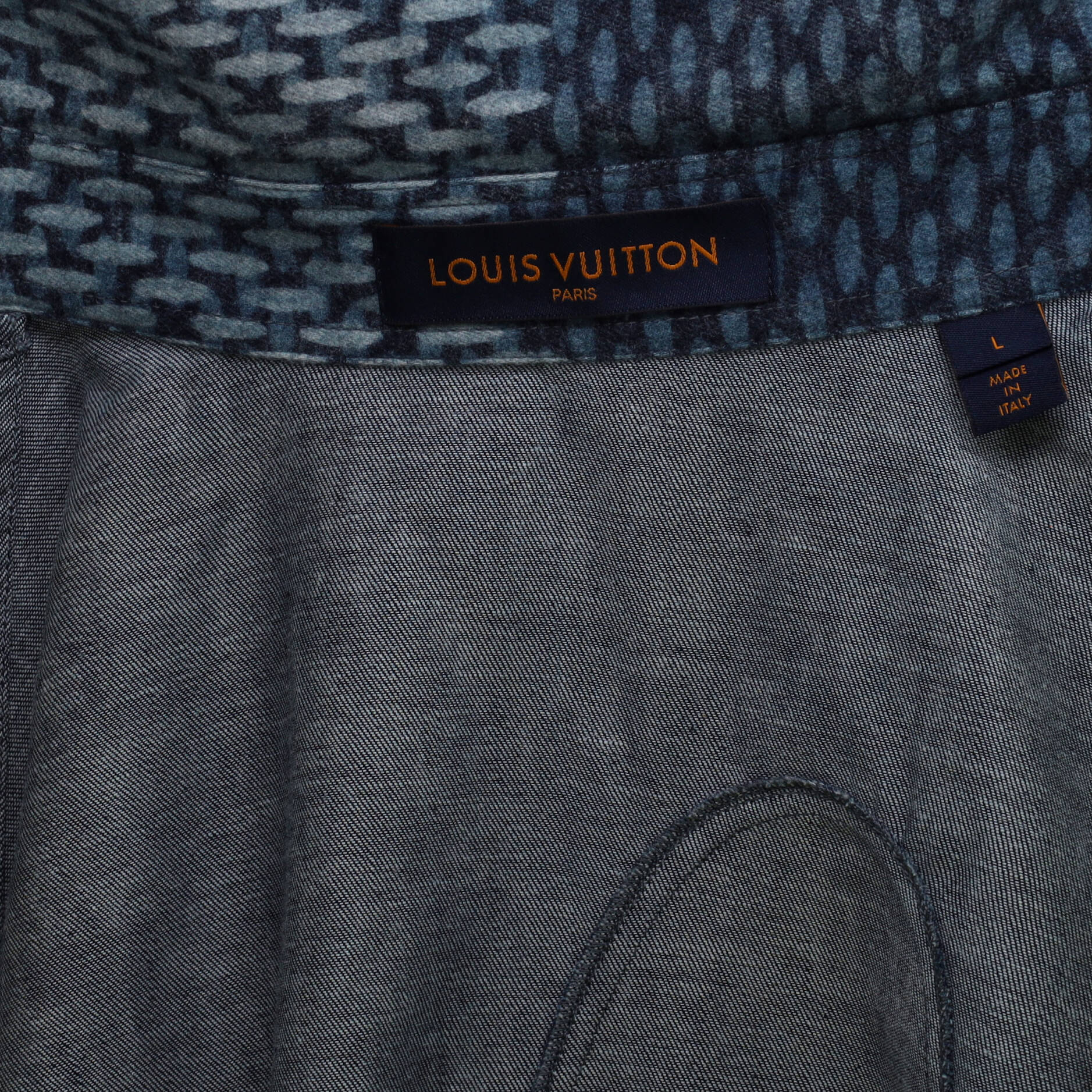 Men's Nigo Button Shirt Jacket Giant Damier Waves Monogram Fleece