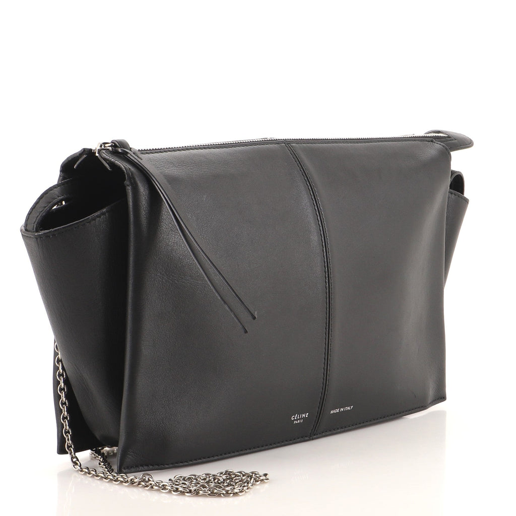 Tri-Fold Clutch on Chain Smooth Leather