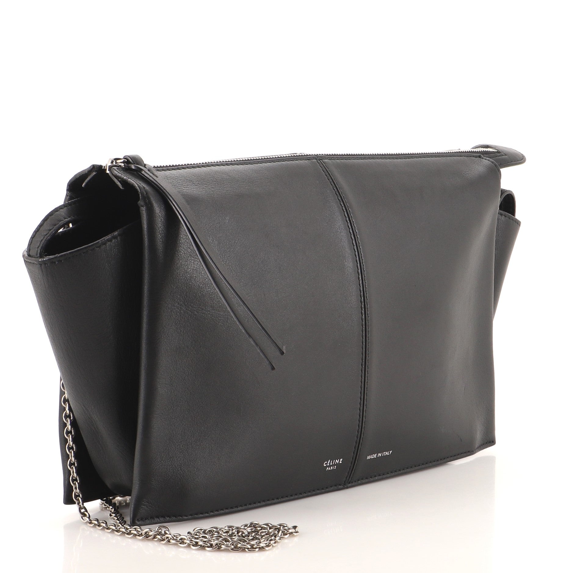 Tri-Fold Clutch on Chain Smooth Leather