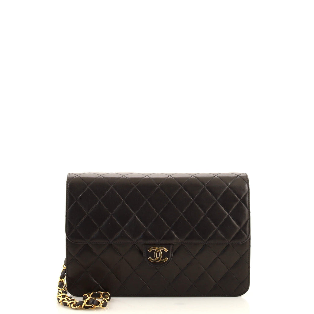 Vintage Clutch with Chain Quilted Leather Medium