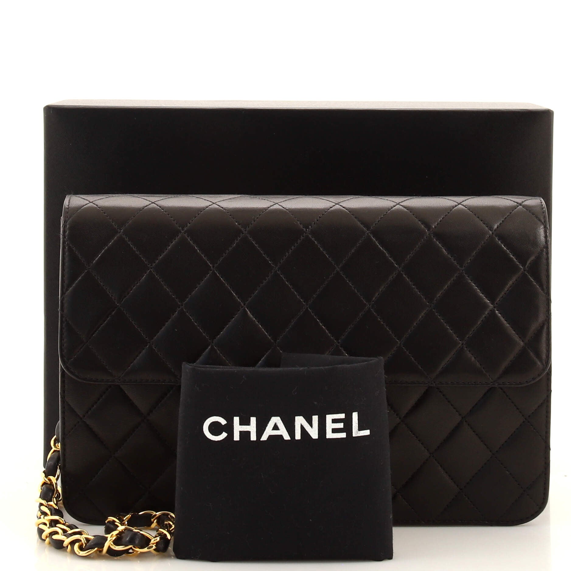 Vintage Clutch with Chain Quilted Leather Medium