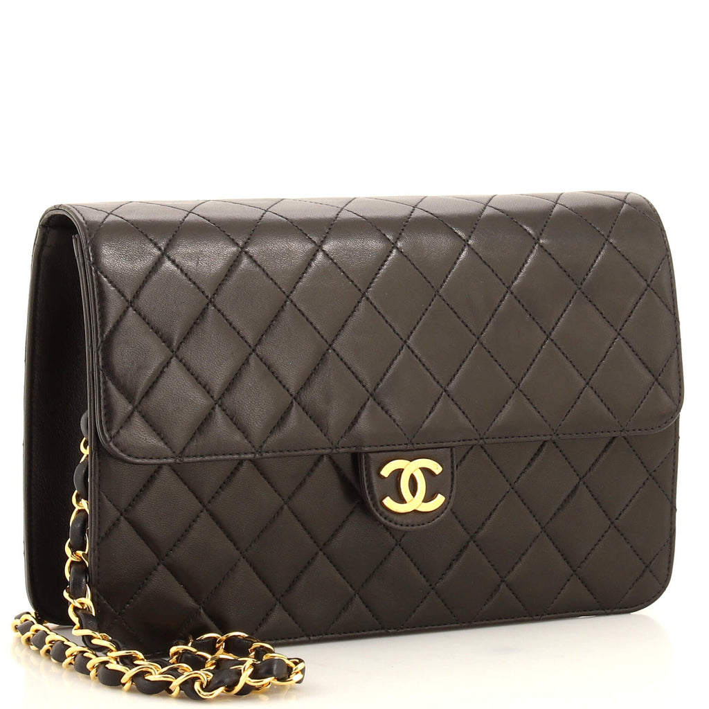 Vintage Clutch with Chain Quilted Leather Medium
