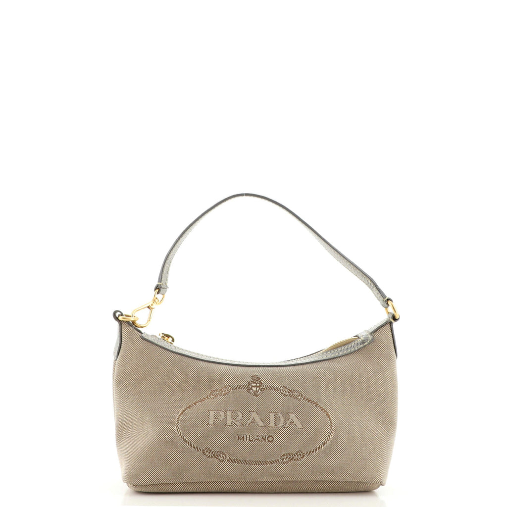 Logo Zip Hobo Canvas with Leather Mini