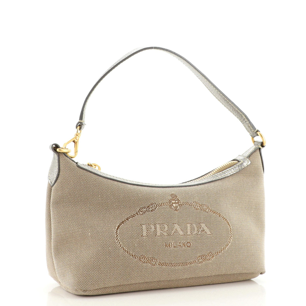 Logo Zip Hobo Canvas with Leather Mini