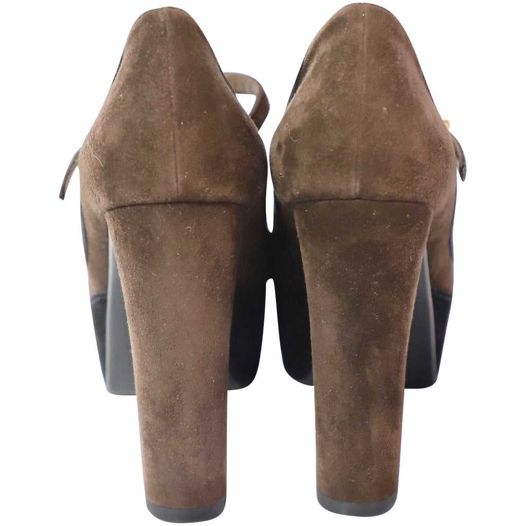 Marni Mary Jane Heels in Brown Suede