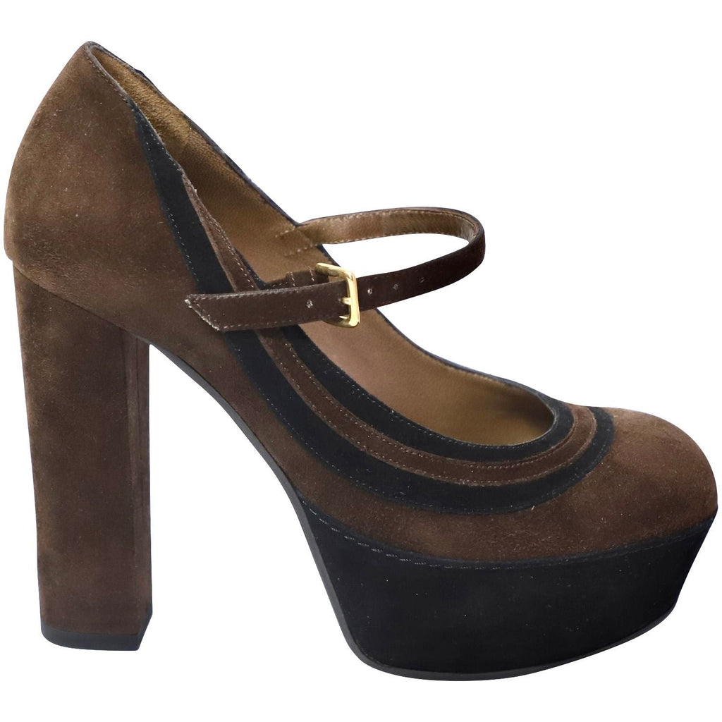 Marni Mary Jane Heels in Brown Suede