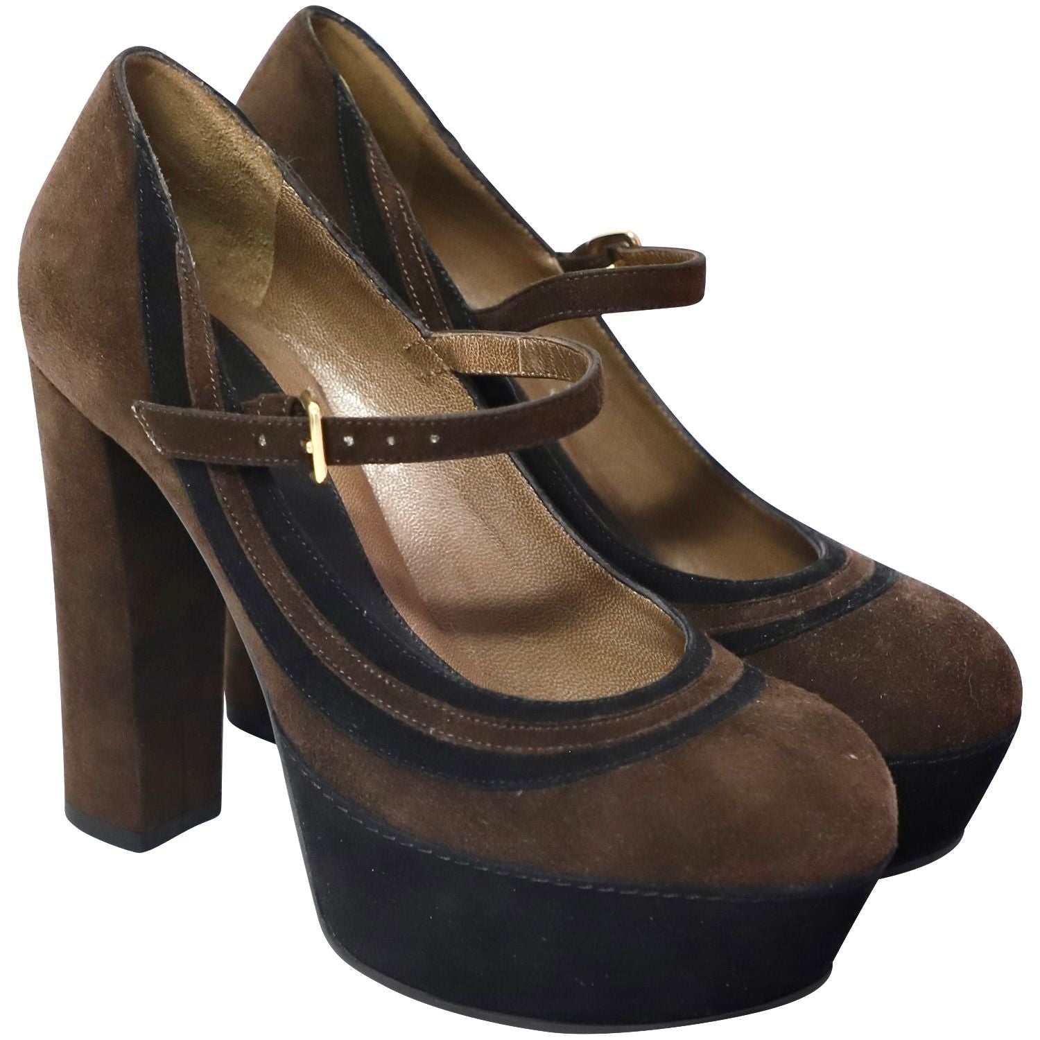 Marni Mary Jane Heels in Brown Suede