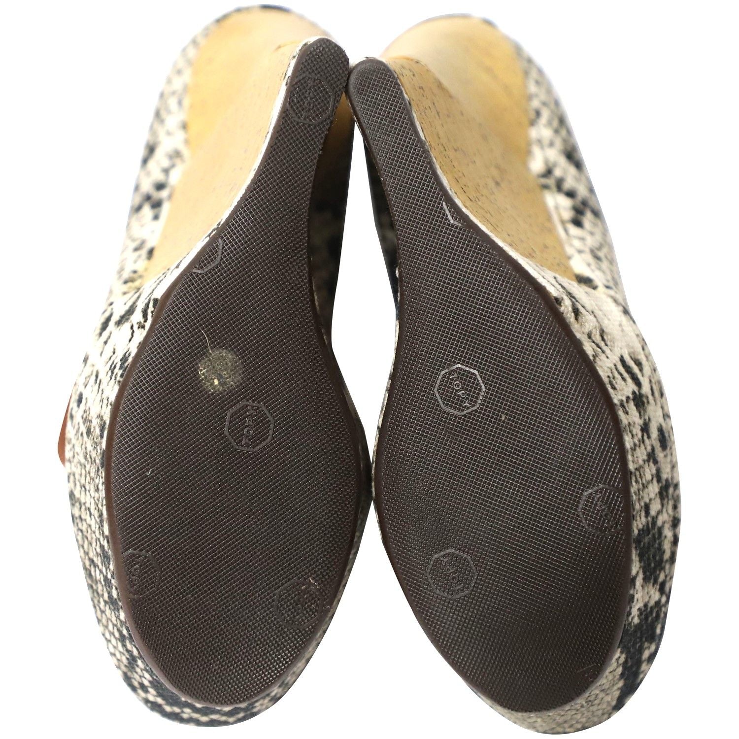 Lanvin Ribbon Strap Wood Wedge Peep-toe Sandals in Phyton Print Leather