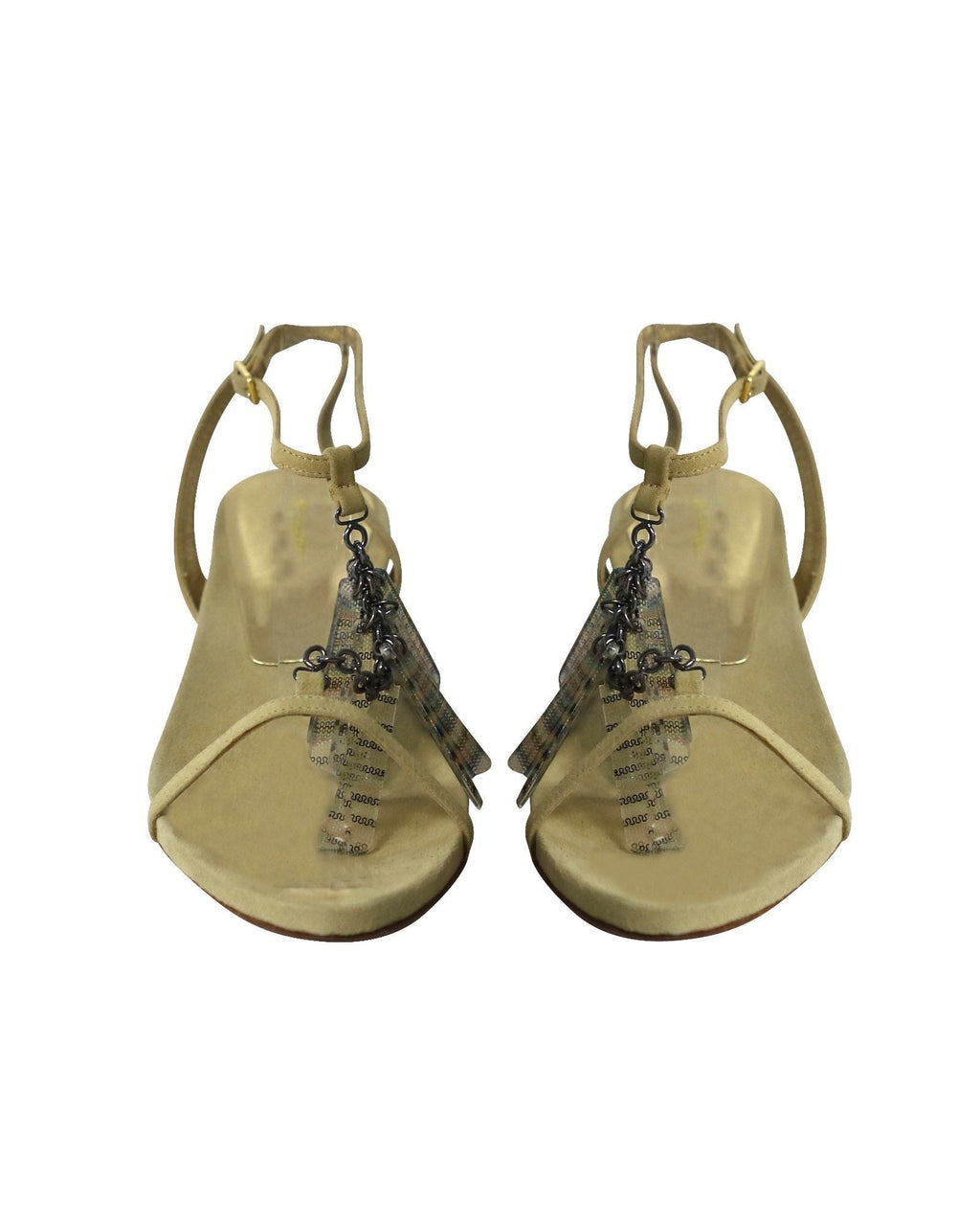 Women's Missoni Ankle Strap Kitten Heel Sandals in Light Green Suede