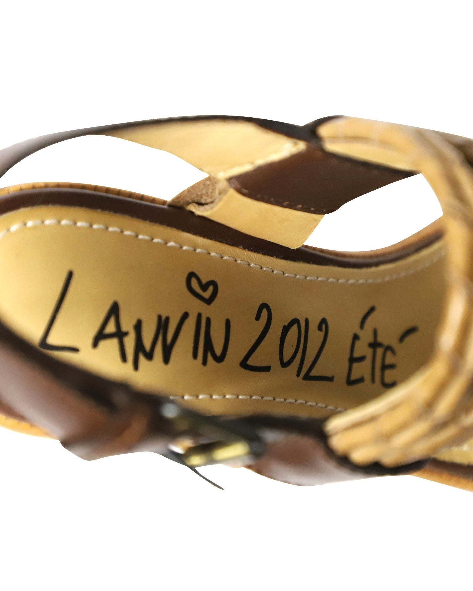 Lanvin Wooden Heels in Brown Leather