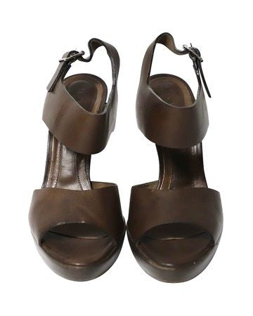 Marni High Heel Sandals in Brown Leather