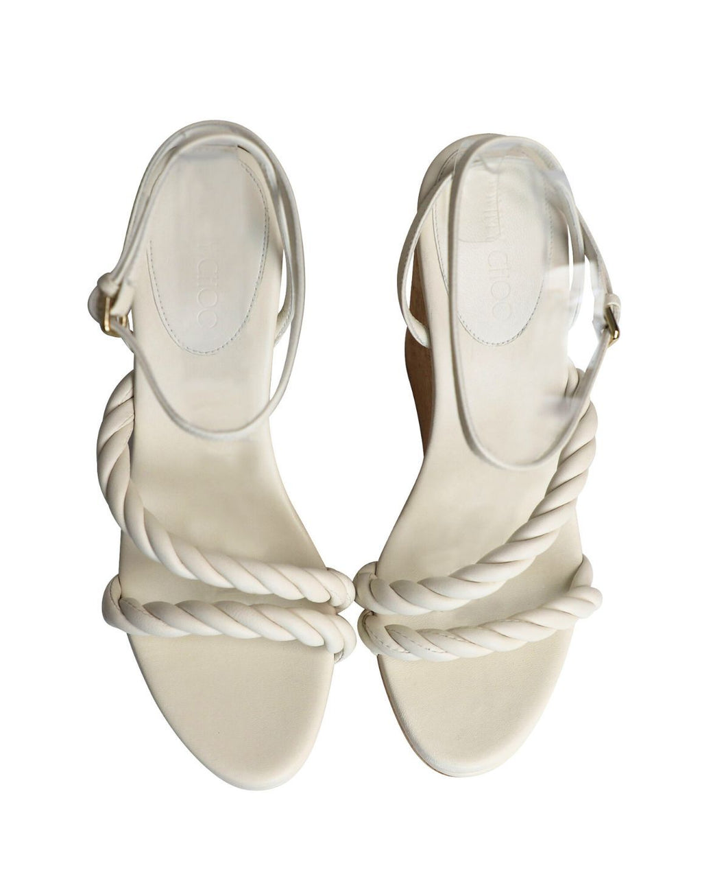 Jimmy Choo Diosa Wedge Sandals 130 in White Leather