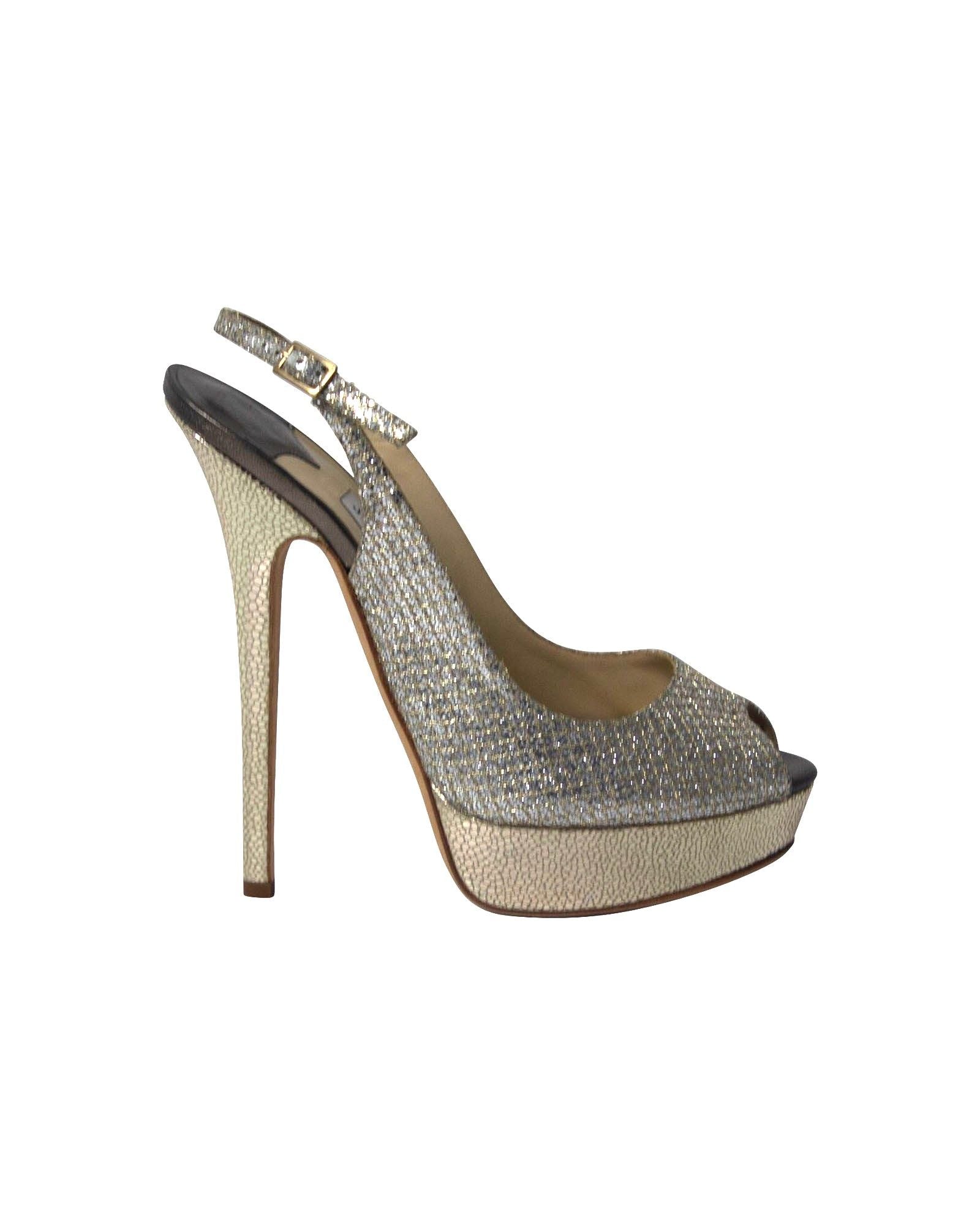 Jimmy Choo Vita Glitter Pumps in Champagne Leather
