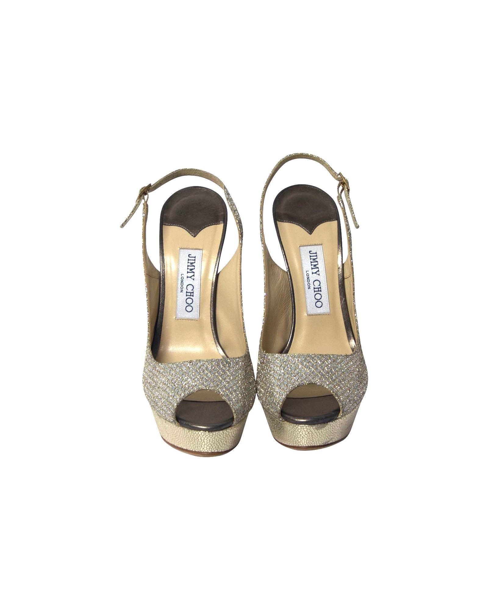 Jimmy Choo Vita Glitter Pumps in Champagne Leather