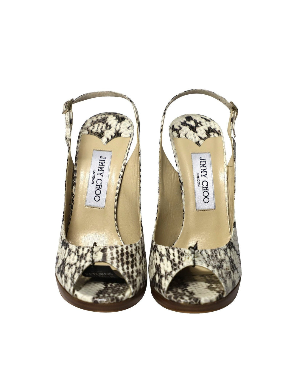 Jimmy Choo Peep-toe Slingback Heels in Phytonskin Leathe