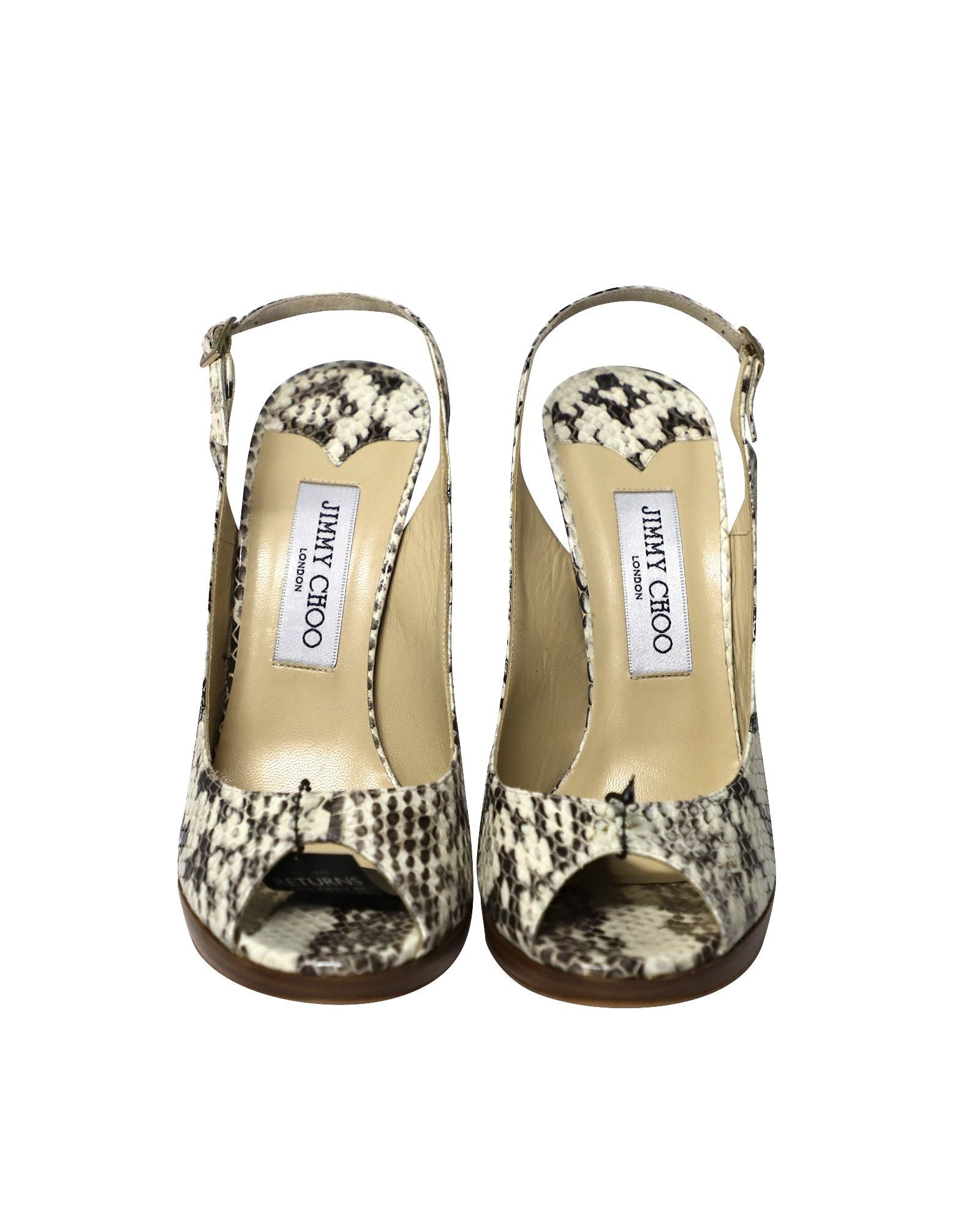 Jimmy Choo Peep-toe Slingback Heels in Phytonskin Leathe