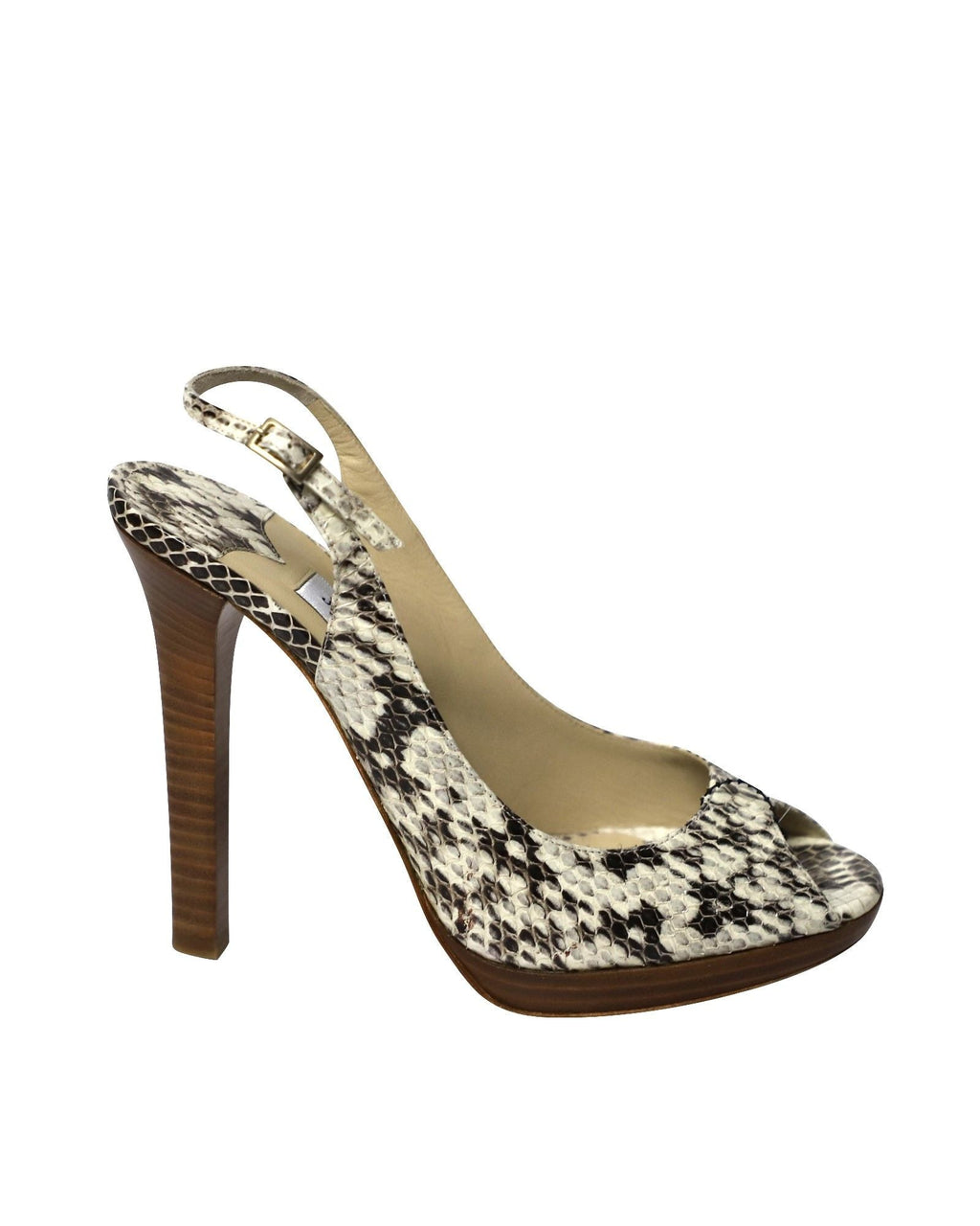 Jimmy Choo Peep-toe Slingback Heels in Phytonskin Leathe