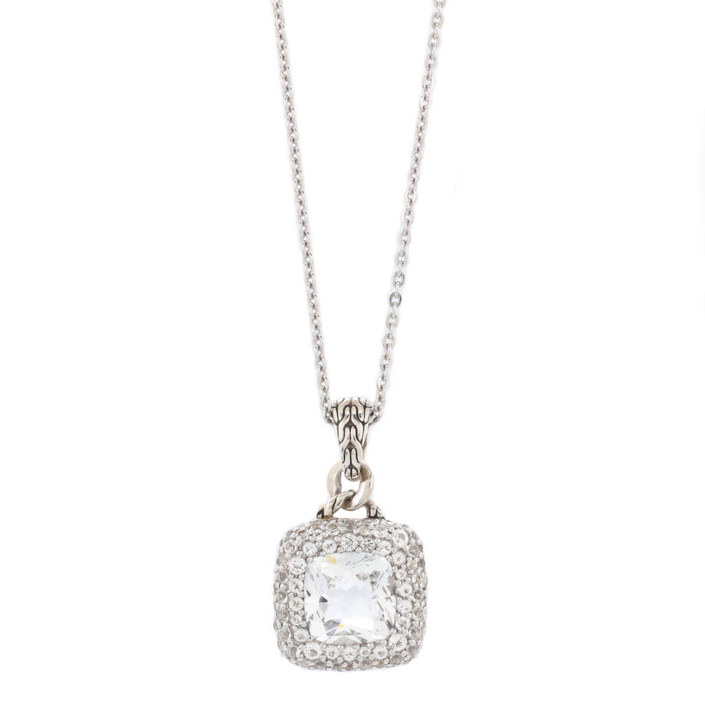 Batu Klasik Pendant Necklace Sterling Silver with White Topaz