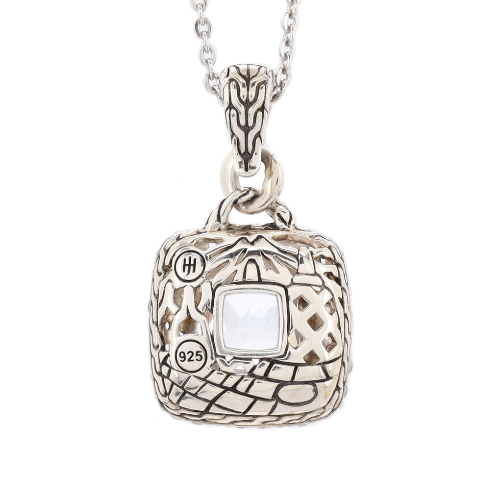 Batu Klasik Pendant Necklace Sterling Silver with White Topaz