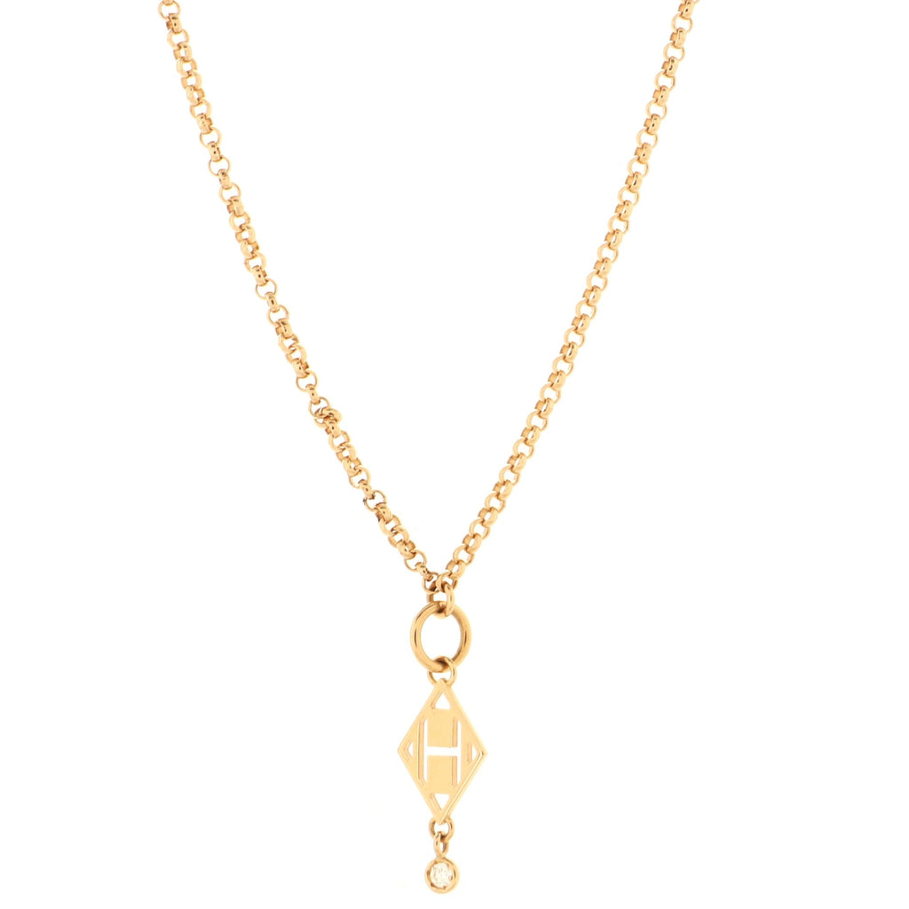 Gambade H Pendant Necklace 18K Rose Gold with Diamond