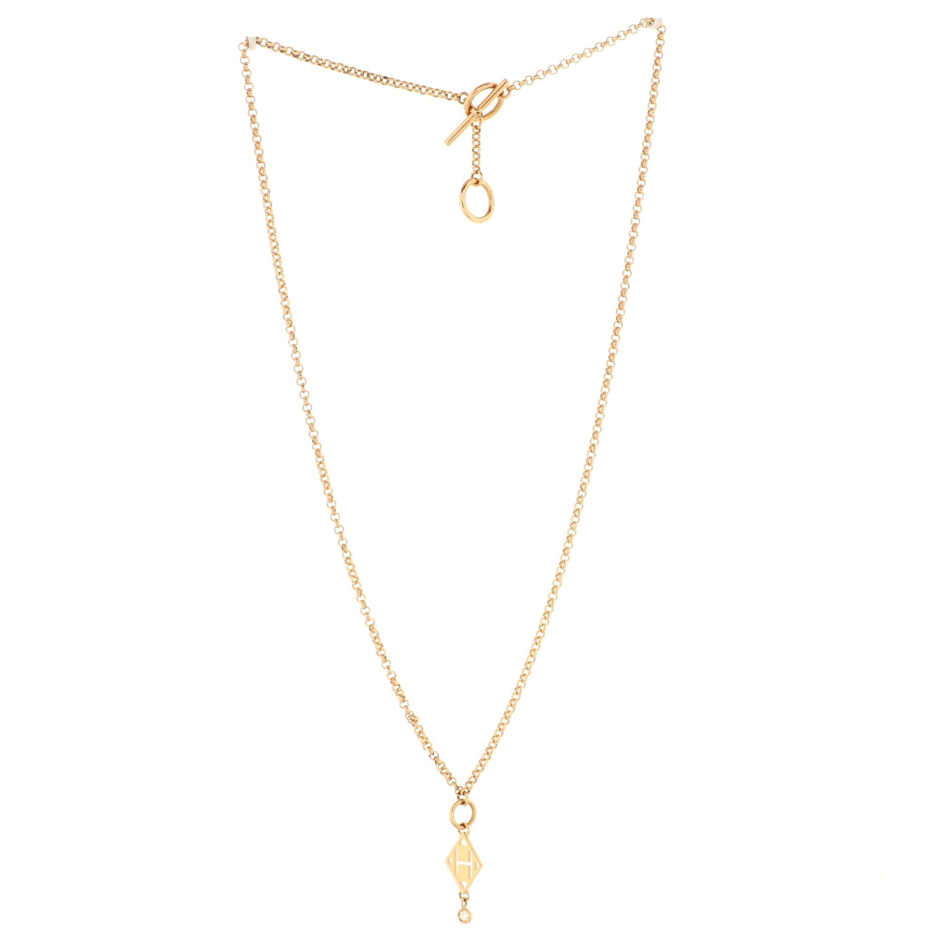 Gambade H Pendant Necklace 18K Rose Gold with Diamond