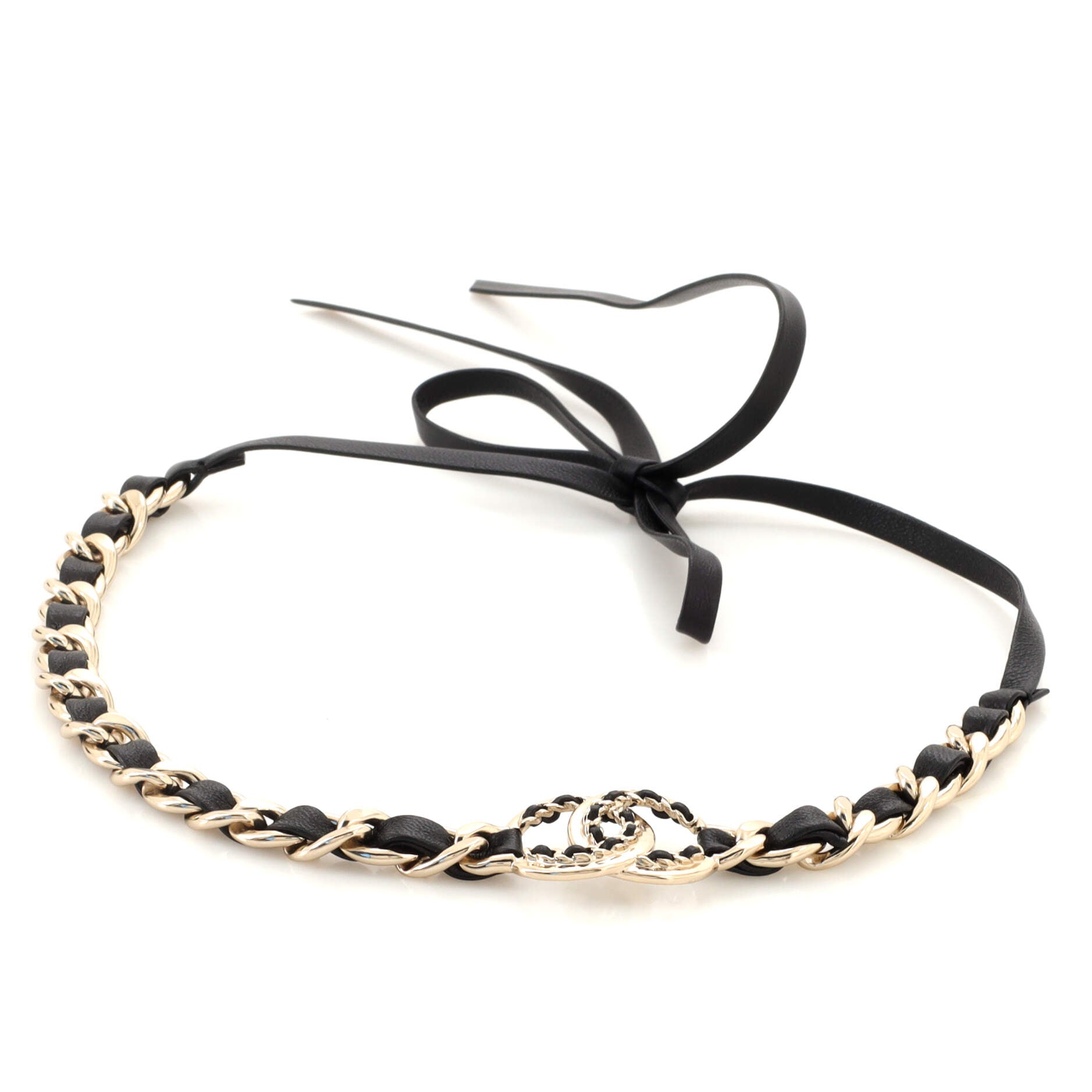 Chain CC Headband Leather and Metal