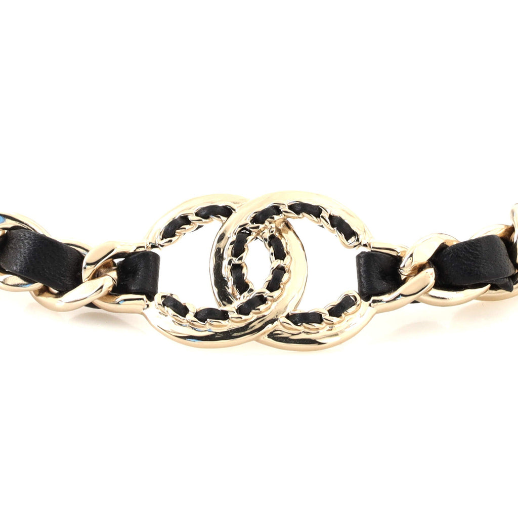 Chain CC Headband Leather and Metal