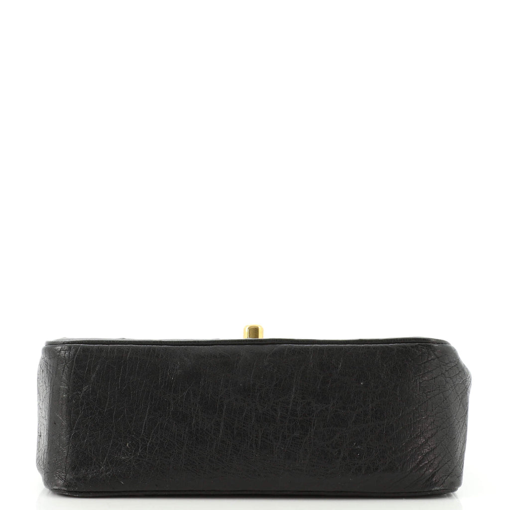Vintage Square Classic Single Flap Bag Ostrich Mini