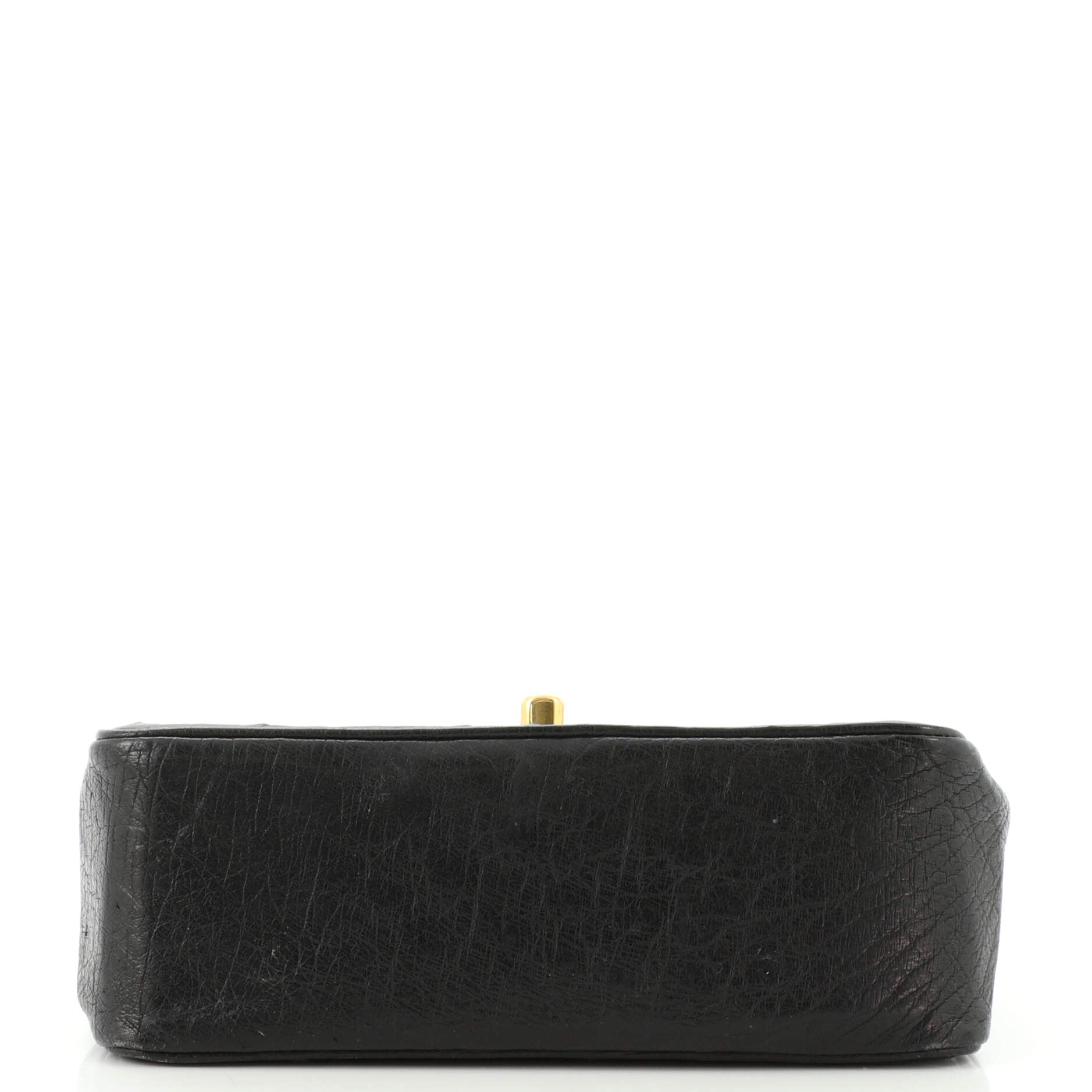 Vintage Square Classic Single Flap Bag Ostrich Mini