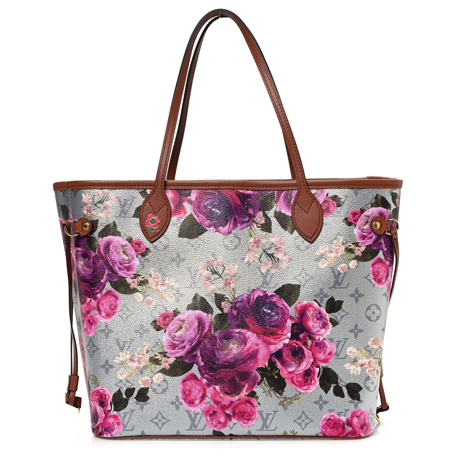 Metallic Monogram LV Garden Neverfull MM Silver
