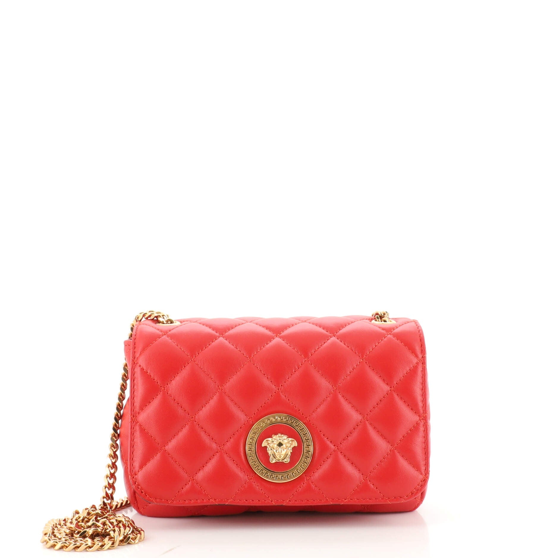 Medusa Icon Chain Flap Bag Quilted Leather Mini