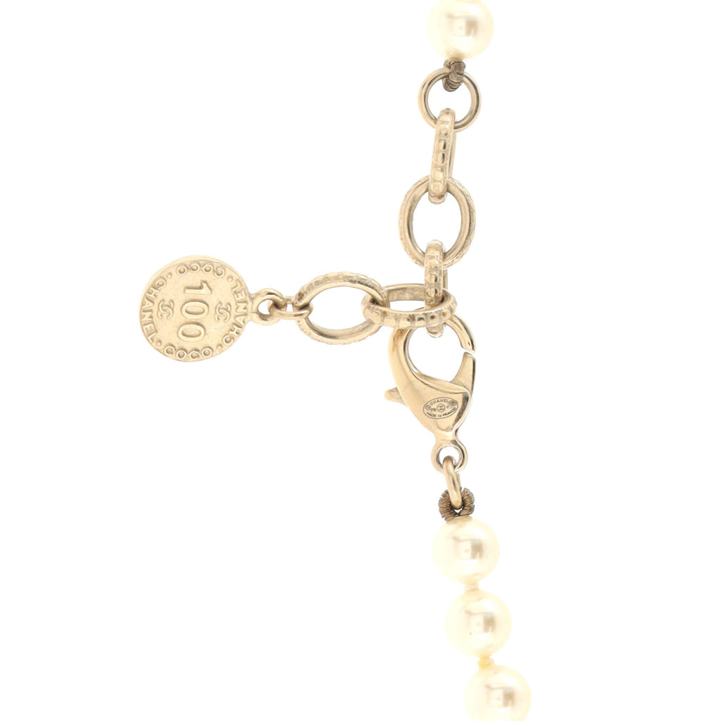 CC 100th Anniversary Short Necklace Metal with Faux Pearls and Crystals